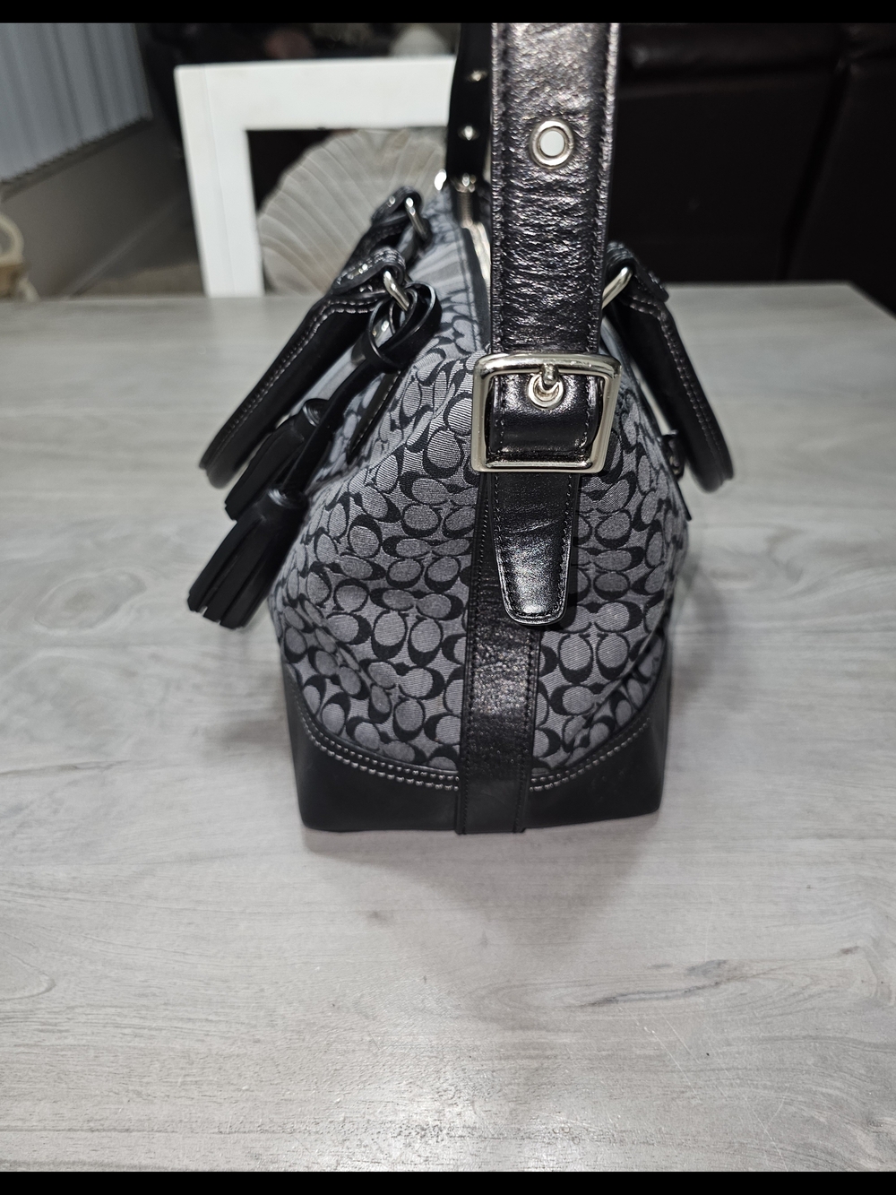 Coach Signature Legacy Stripe Molly Satchel with Tassel - Picture 6 of 14